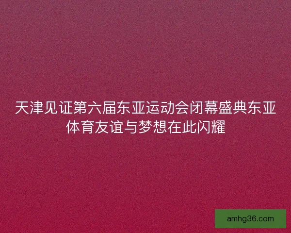 天津见证第六届东亚运动会闭幕盛典东亚体育友谊与梦想在此闪耀