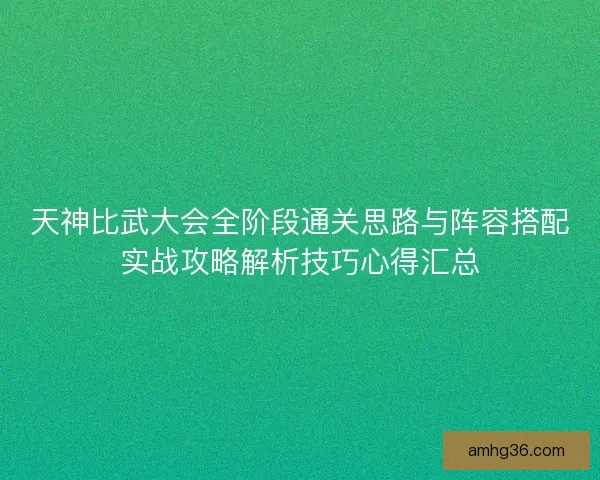 天神比武大会全阶段通关思路与阵容搭配实战攻略解析技巧心得汇总